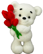 Decoratiune comestibila din zahar, Ursulet cu lalele Decoratiuni din Pasta de Zahar Naty Shop