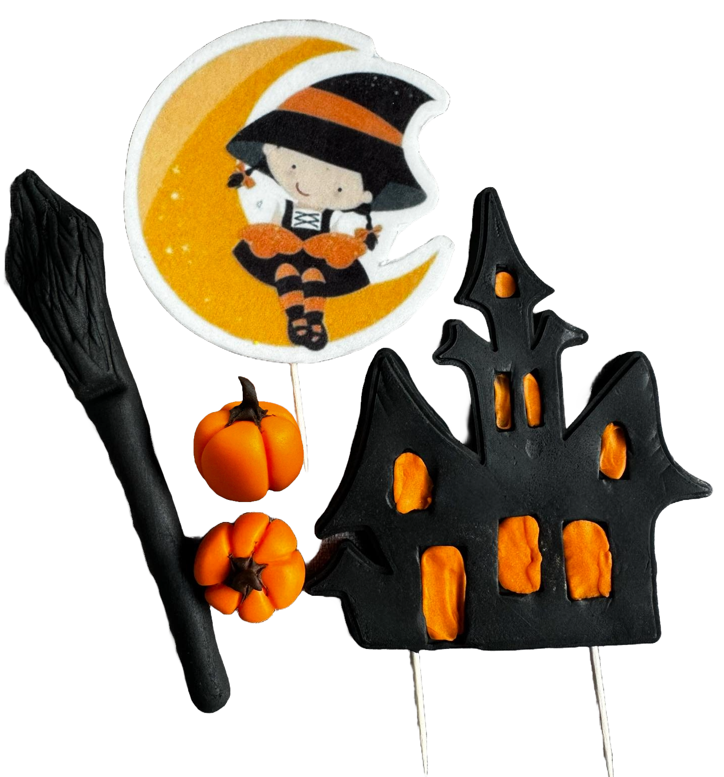 Set 5 decoratiuni comestibile din pasta de zahar, Halloween Decoratiuni din Pasta de Zahar Naty Shop