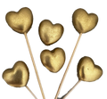 Set 6 decoratiuni comestibile din zahar, Inimi aurii Decoratiuni din Pasta de Zahar Naty Shop
