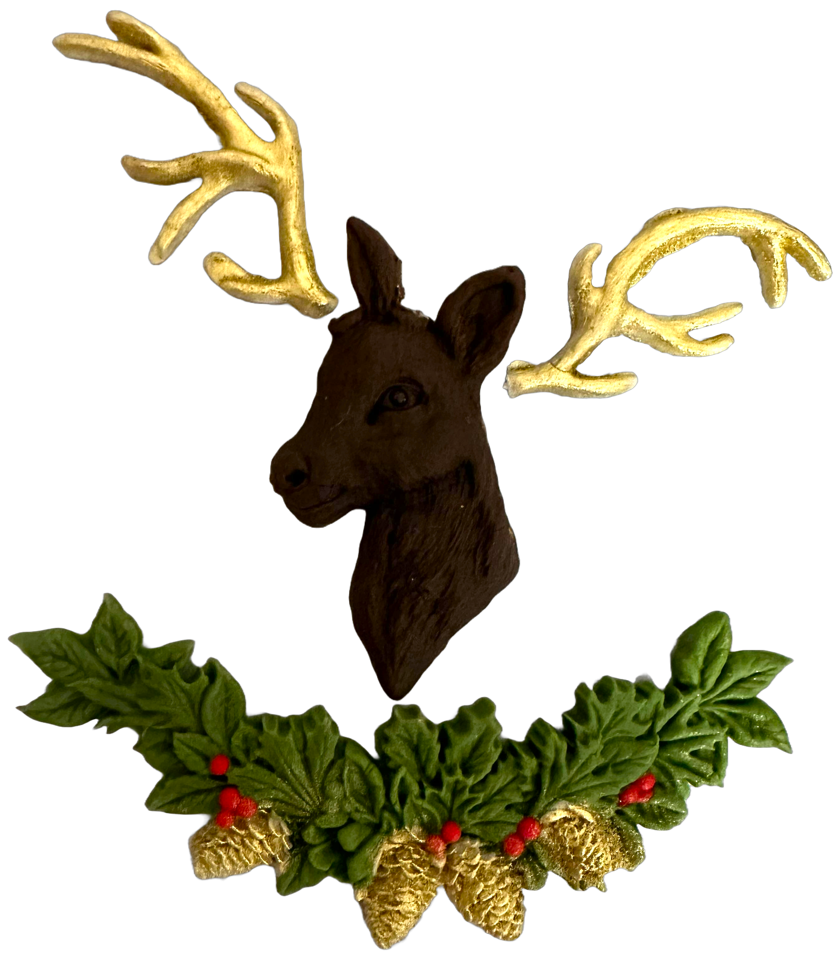 Set 4 decoratiuni comestibile din zahar, Cerb Decoratiuni din Pasta de Zahar Nati Shop