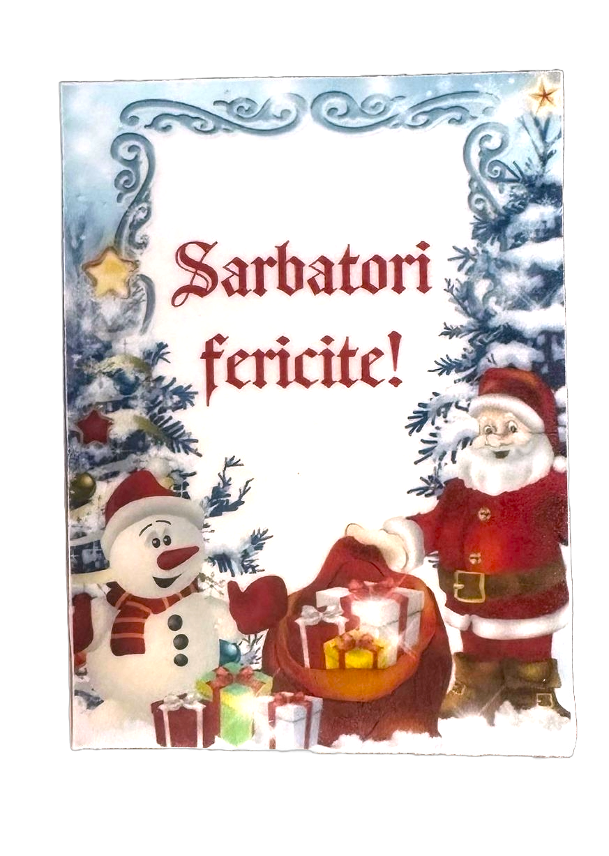 Decoratiune comestibila din zahar - "Sarbatori Fericite!" Decoratiuni din Pasta de Zahar Nati Shop