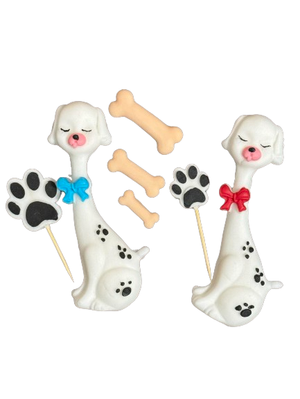 Set 7 decoratiuni comestibile din zahar, Dalmatian Dog Decoratiuni din Pasta de Zahar Nati Shop