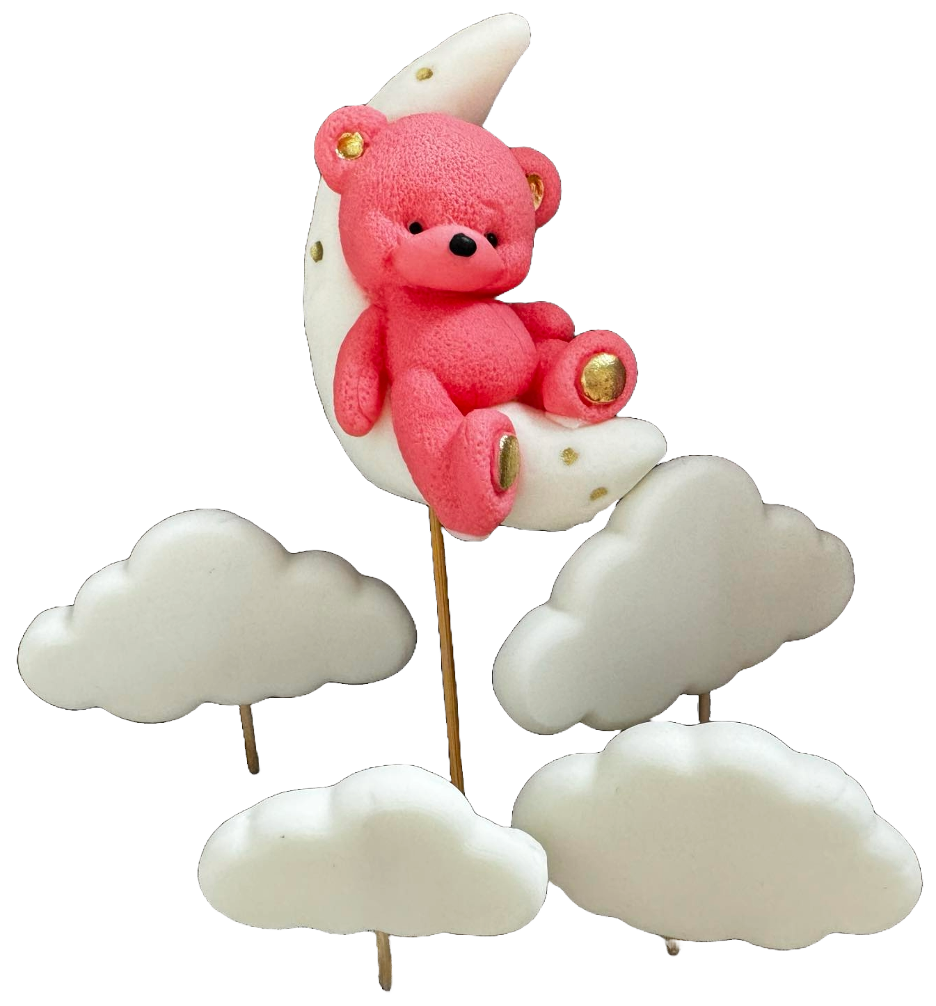 Set 5 decoratiuni comestibile din zahar, Ursulet Decoratiuni din Pasta de Zahar Naty Shop