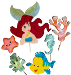 Set 6 decoratiuni comestibile din zahar, Printesa Ariel Decoratiuni din Pasta de Zahar Naty Shop
