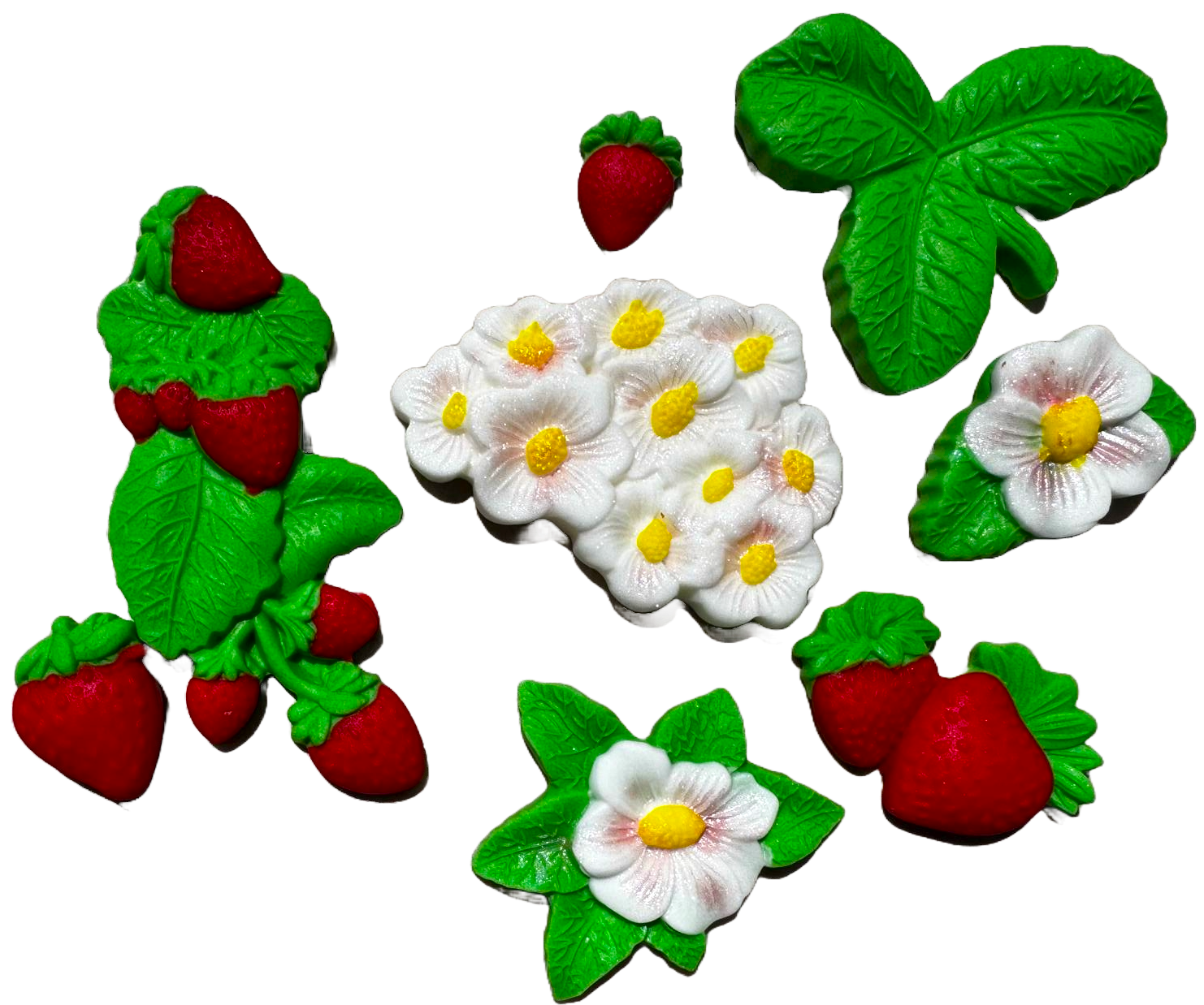 Set 9 decoratiuni comestibile din pasta de zahar, Capsune Decoratiuni din Pasta de Zahar Nati Shop