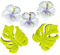 Set 5 decoratiuni comestibile din zahar, Hibiscus Decoratiuni din Pasta de Zahar Naty Shop