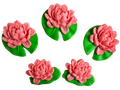 Set 5 decoratiuni comestibile din pasta de zahar, Nuferi roz Decoratiuni din Pasta de Zahar Naty Shop