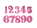 Set 10 decoratiuni comestibile din pasta de zahar, Cifre roz Decoratiuni din Pasta de Zahar Naty Shop