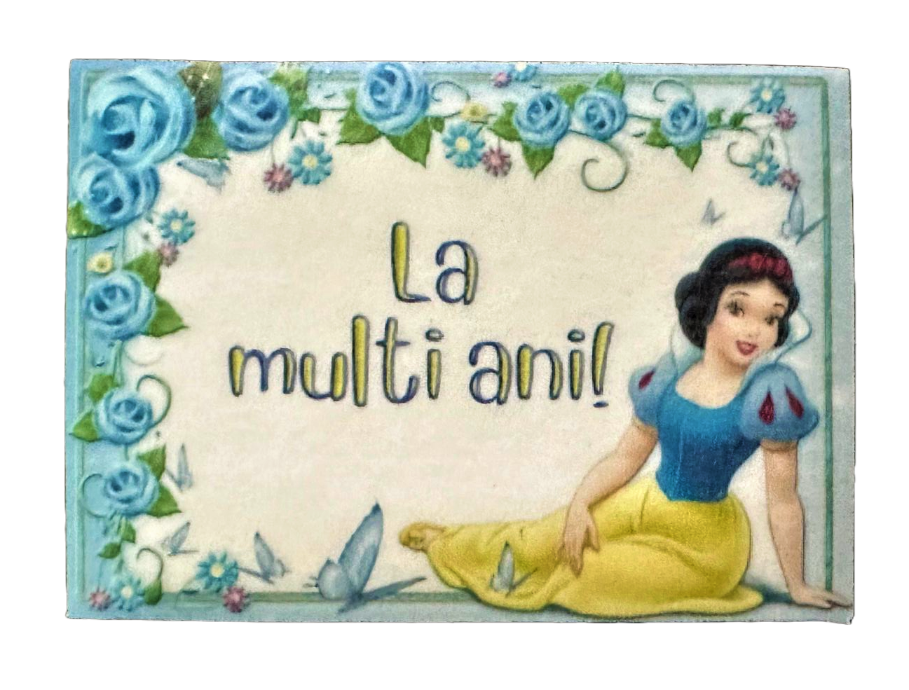 Decoratiune comestibila din zahar, Alba ca Zapada - "La multi ani!" Decoratiuni din Pasta de Zahar Nati Shop