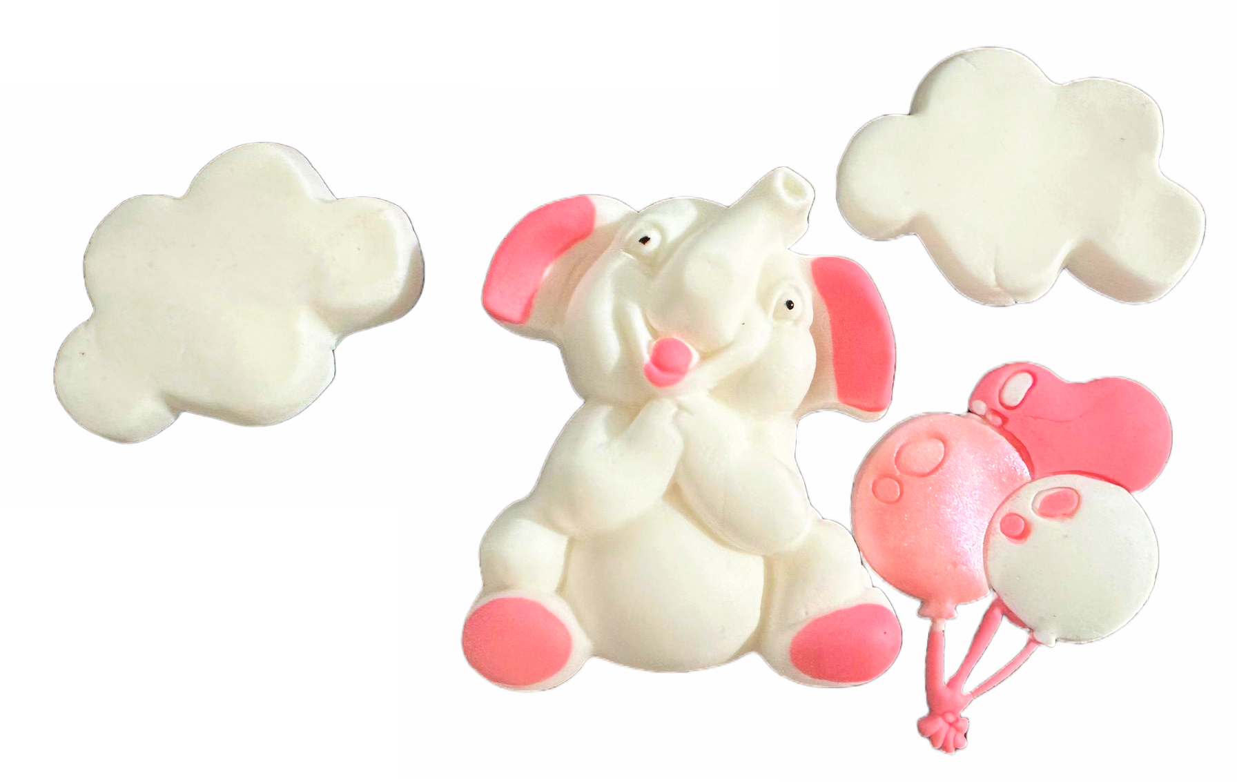Set decoratiuni comestibile din zahar, Elefant roz Decoratiuni din Pasta de Zahar Nati Shop