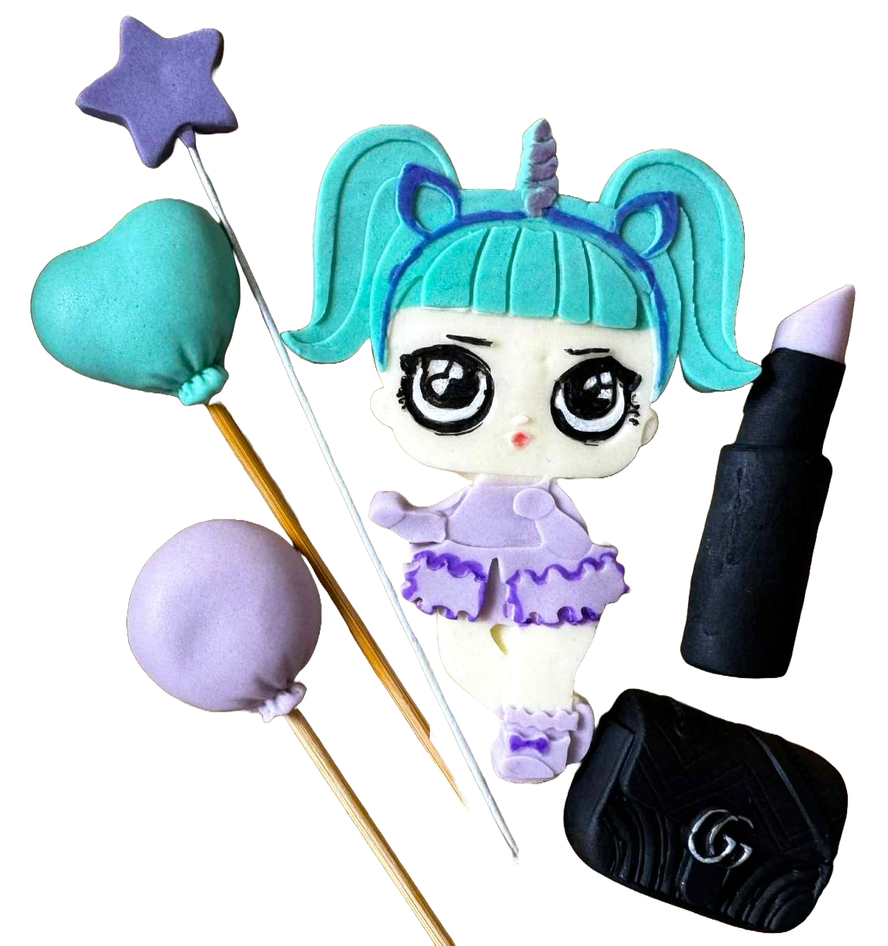 Set decoratiuni comestibile, Papusa LOL Decoratiuni din Pasta de Zahar Nati Shop