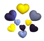 Set 9 decoratiuni comestibile din zahar, Inimi crosetate Decoratiuni din Pasta de Zahar Naty Shop