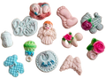Set 12 decoratiuni comestibile din pasta de zahar, Botez Decoratiuni din Pasta de Zahar Naty Shop