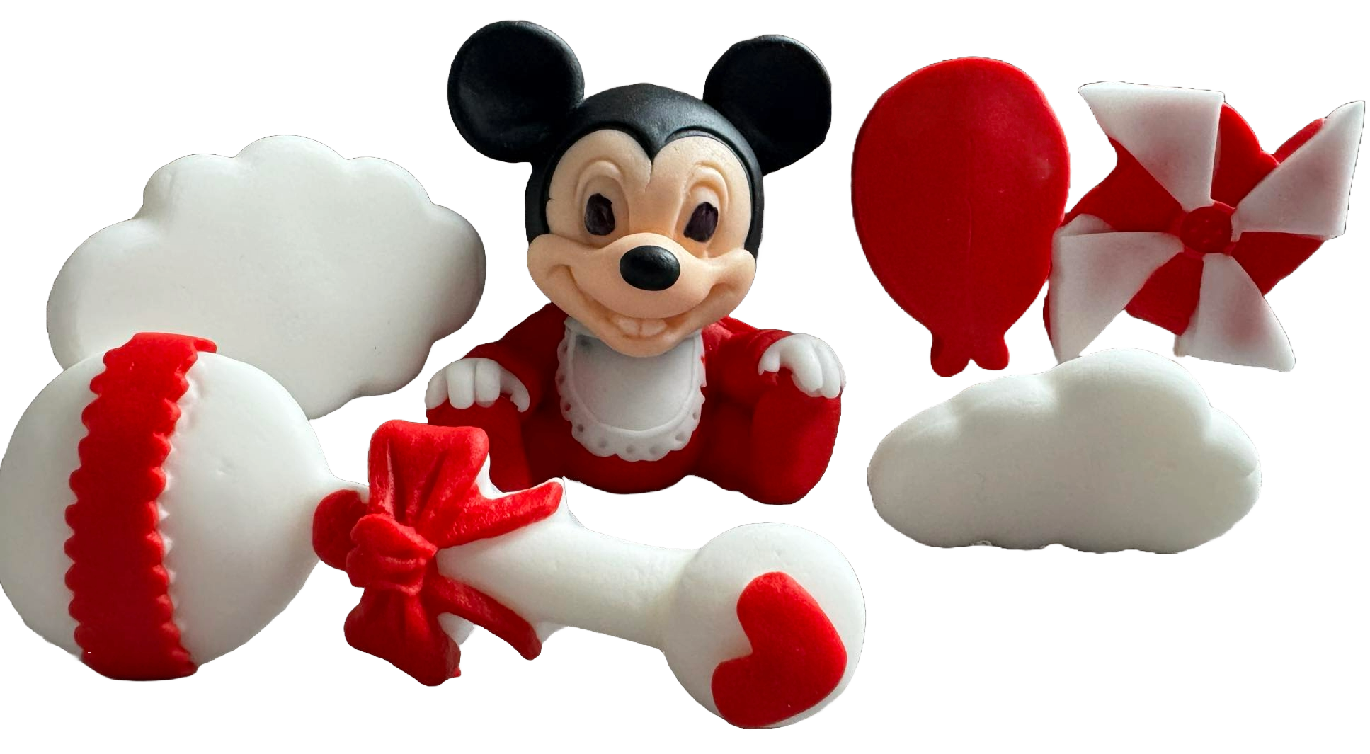 Set 6 decoratiuni comestibile din zahar, Mickey Mouse Decoratiuni din Pasta de Zahar Naty Shop