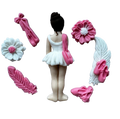 Set 8 decoratiuni comestibile din zahar, Balerina Decoratiuni din Pasta de Zahar Naty Shop