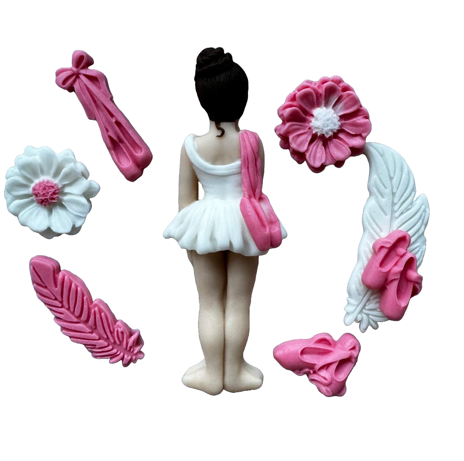Set 8 decoratiuni comestibile din zahar, Balerina Decoratiuni din Pasta de Zahar Naty Shop