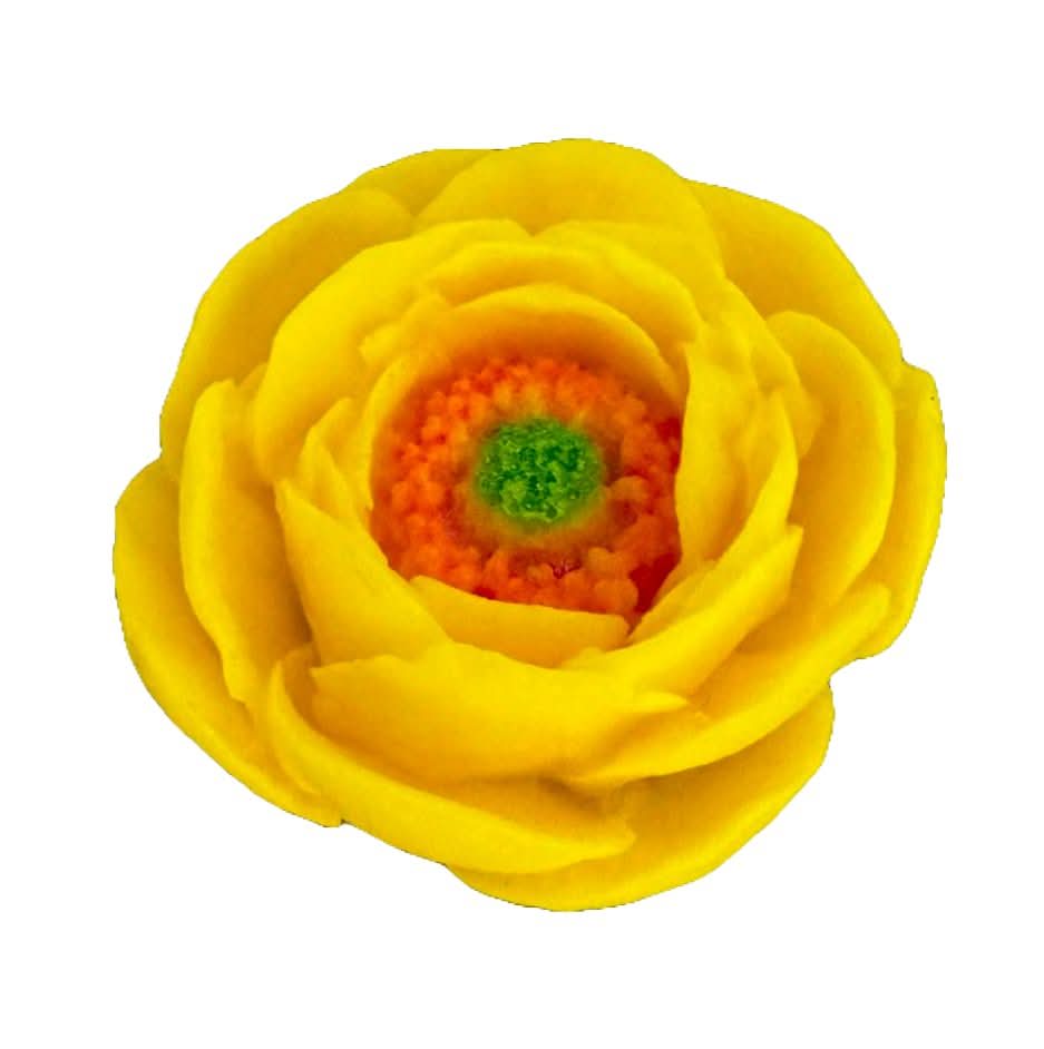 Decoratiune comestibila din zahar, Bujor galben Decoratiuni din Pasta de Zahar Nati Shop