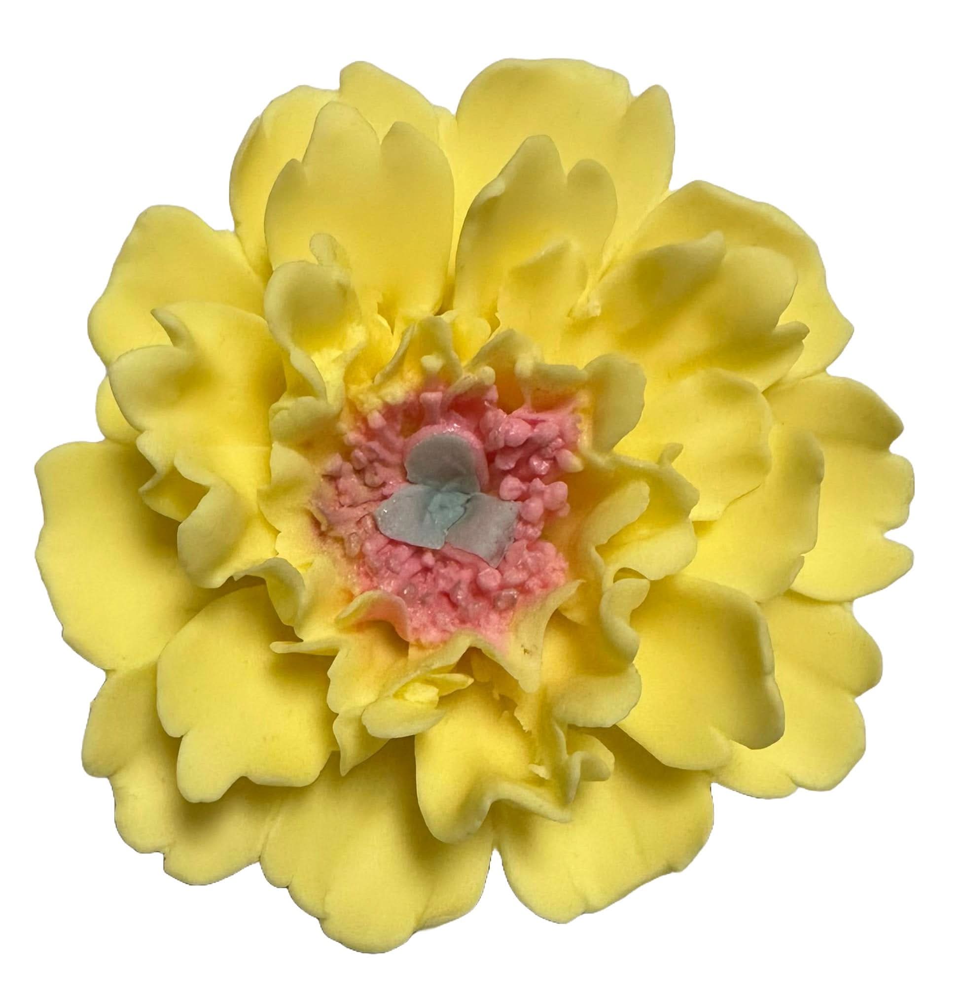 Decoratiune comestibila din zahar, Bujor galben Decoratiuni din Pasta de Zahar Nati Shop