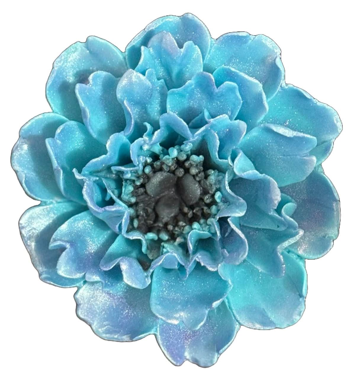 Decoratiune comestibila din zahar, Bujor turcoaz Decoratiuni din Pasta de Zahar Nati Shop