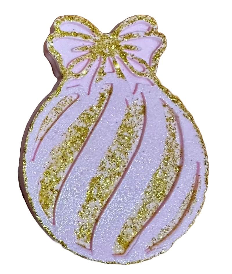 Decoratiune comestibila din zahar, Glob de brad, roz Decoratiuni din Pasta de Zahar Nati Shop