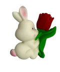 Decoratiune comestibila din zahar, Iepuras cu lalea rosie Decoratiuni din Pasta de Zahar Nati Shop