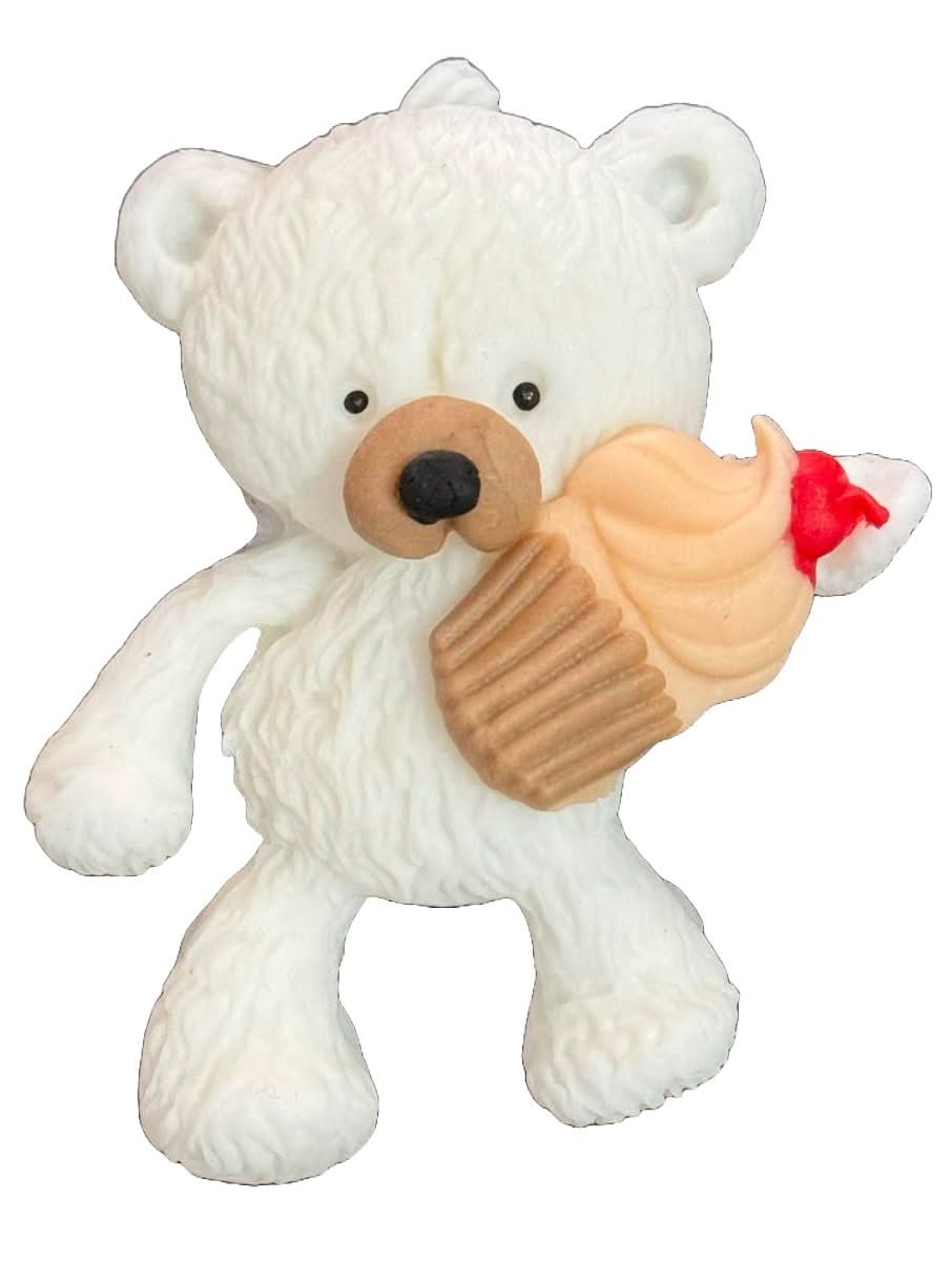 Decoratiune comestibila din zahar, Ursulet cu briosa Decoratiuni din Pasta de Zahar Nati Shop
