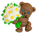Decoratiune comestibila din zahar, ursulet cu buchet de flori Decoratiuni din Pasta de Zahar Nati Shop