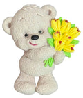 Decoratiune comestibila din zahar, Ursulet cu buchet de lalele Decoratiuni din Pasta de Zahar Nati Shop
