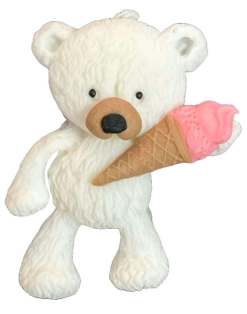 Decoratiune comestibila din zahar, Ursulet cu inghetata Decoratiuni din Pasta de Zahar Nati Shop