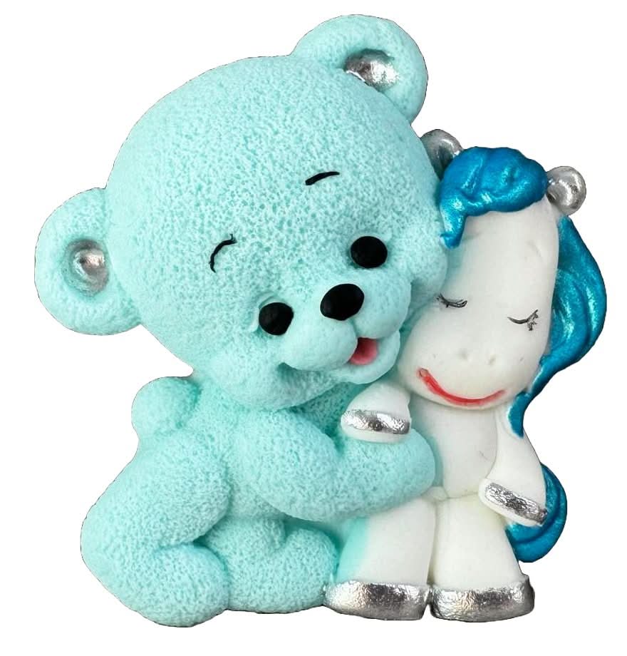 Decoratiune comestibila din zahar, Ursulet cu unicorn Decoratiuni din Pasta de Zahar Nati Shop