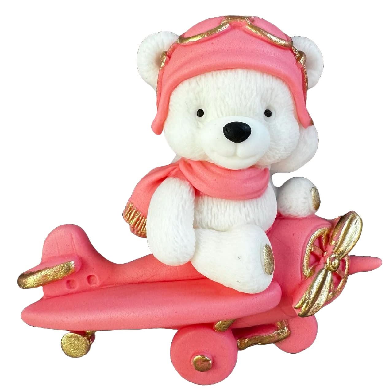 Decoratiune comestibila din zahar, Ursulet in avion Decoratiuni din Pasta de Zahar Nati Shop