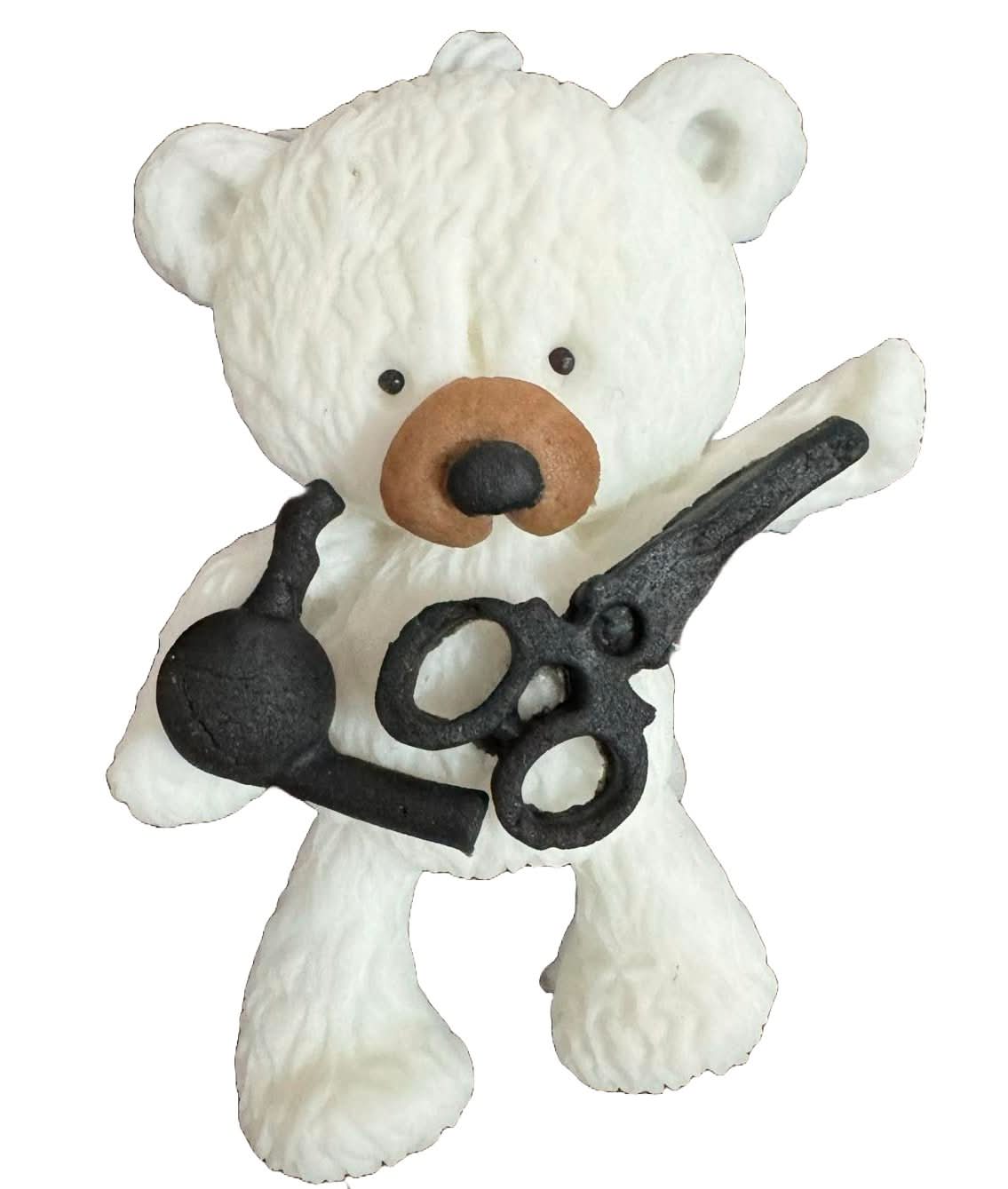 Decoratiune comestibila din zahar, Ursuletul frizer Decoratiuni din Pasta de Zahar Nati Shop