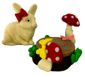 Set 3 decoratiuni comestibile din zahar, Iepuras in padure Decoratiuni din Pasta de Zahar Nati Shop