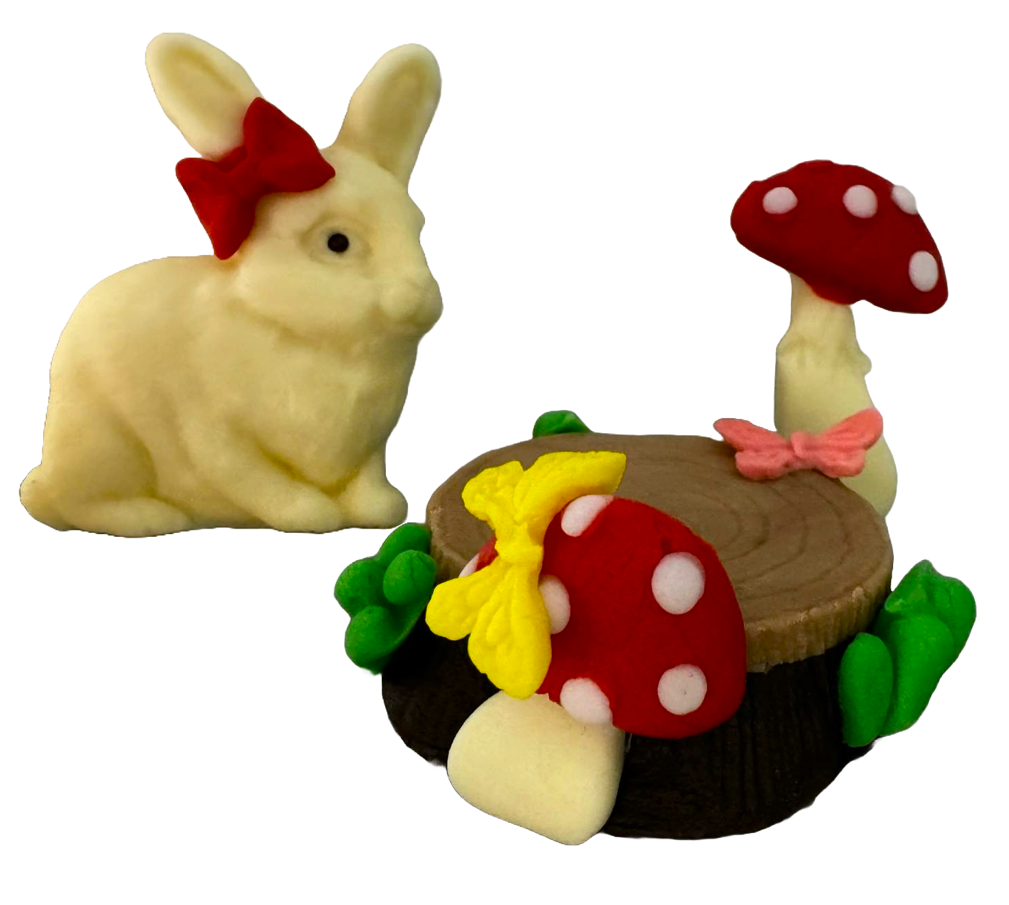 Set 3 decoratiuni comestibile din zahar, Iepuras in padure Decoratiuni din Pasta de Zahar Nati Shop