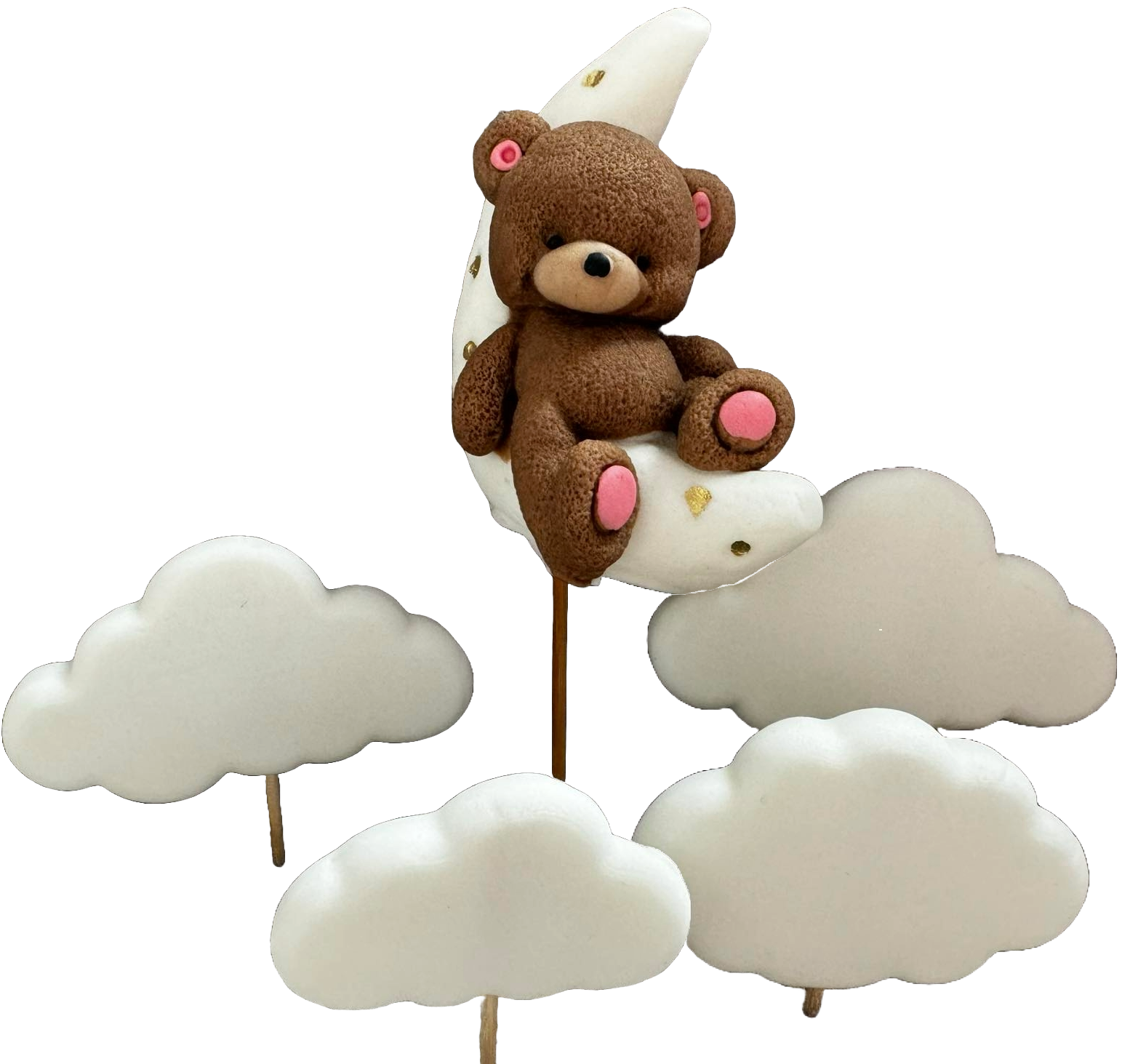 Set 5 decoratiuni comestibile din zahar, Ursulet Decoratiuni din Pasta de Zahar Naty Shop