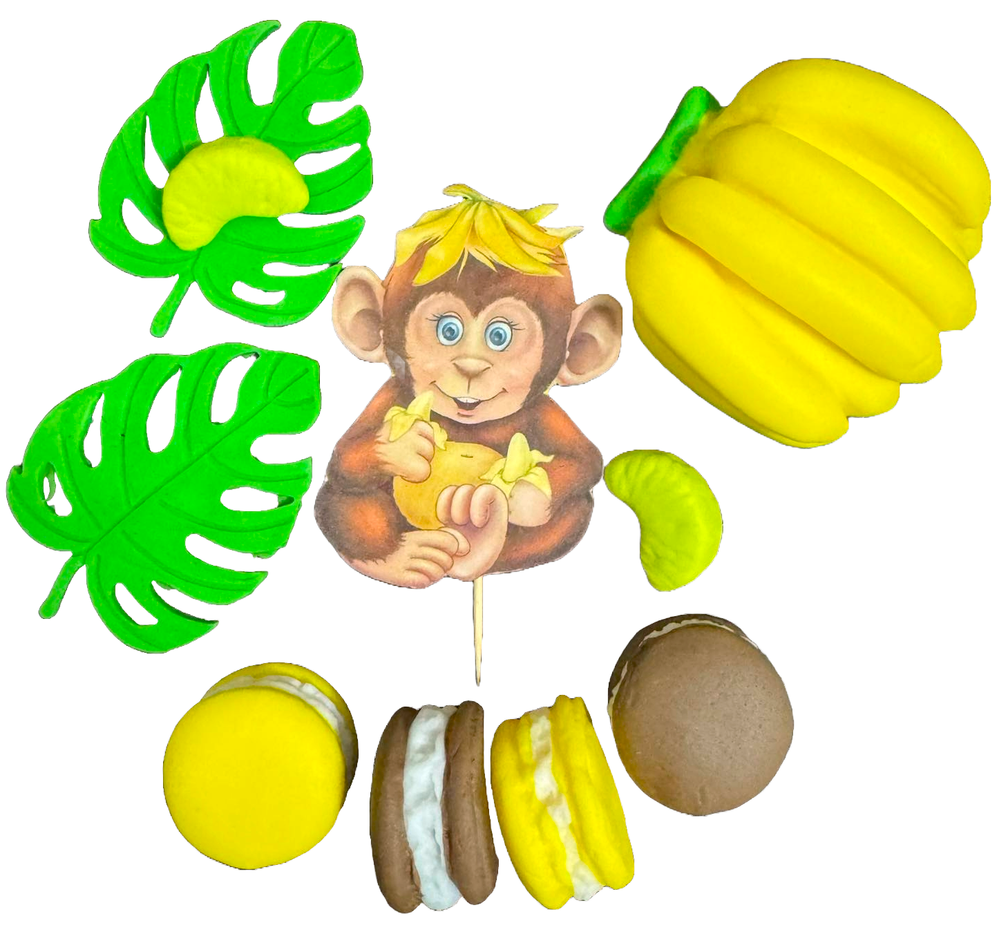 Set 10 decoratiuni comestibile din zahar, Maimuta Decoratiuni din Pasta de Zahar Nati Shop