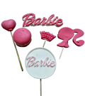 Set 6 decoratiuni comestibile din zahar, Barbie Decoratiuni din Pasta de Zahar Naty Shop
