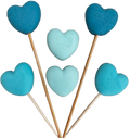 Set 6 decoratiuni comestibile din zahar, Inimi albastre Decoratiuni din Pasta de Zahar Naty Shop