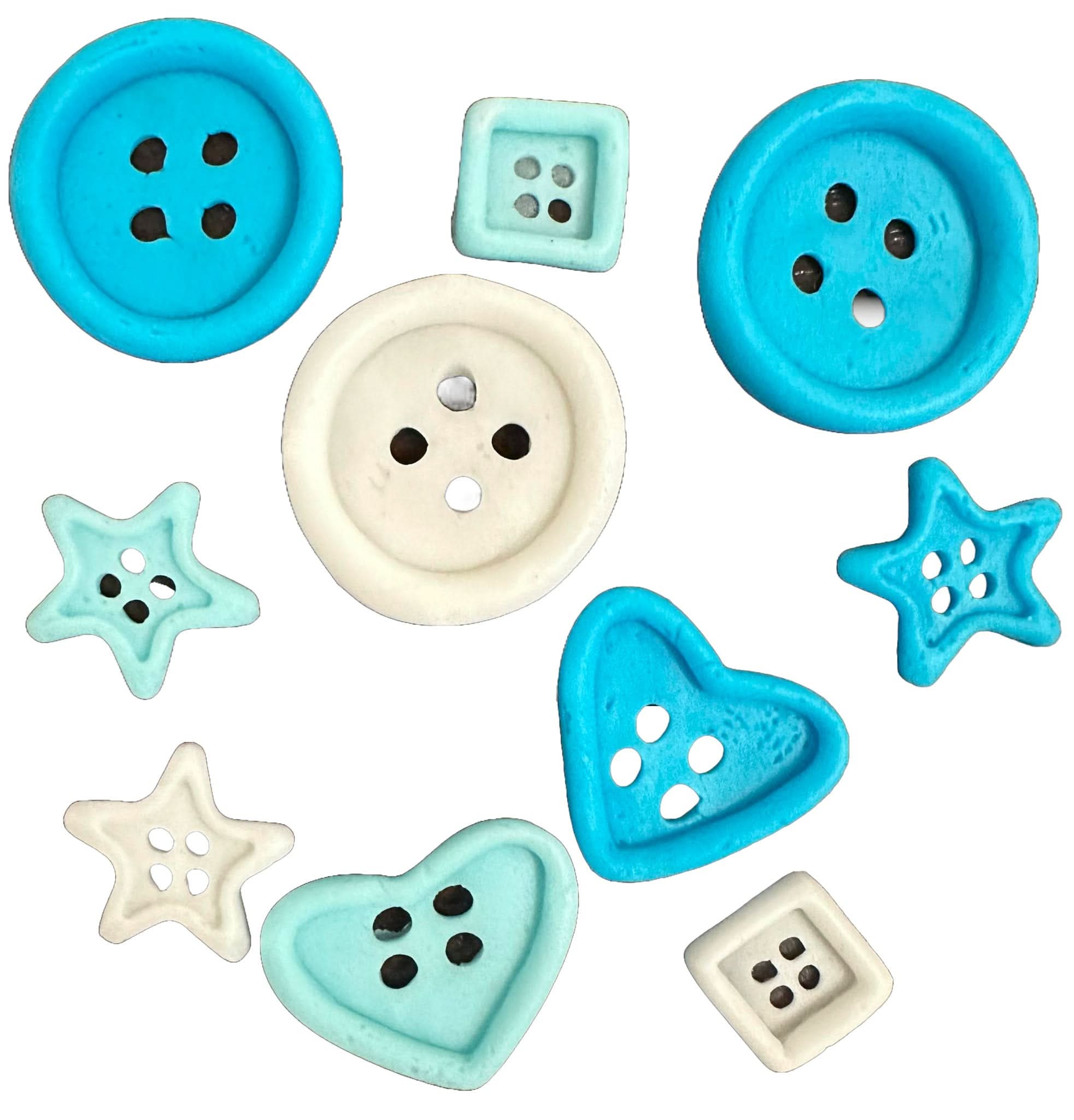 Set 10 decoratiuni comestibile din zahar, Nasturi Decoratiuni din Pasta de Zahar Nati Shop