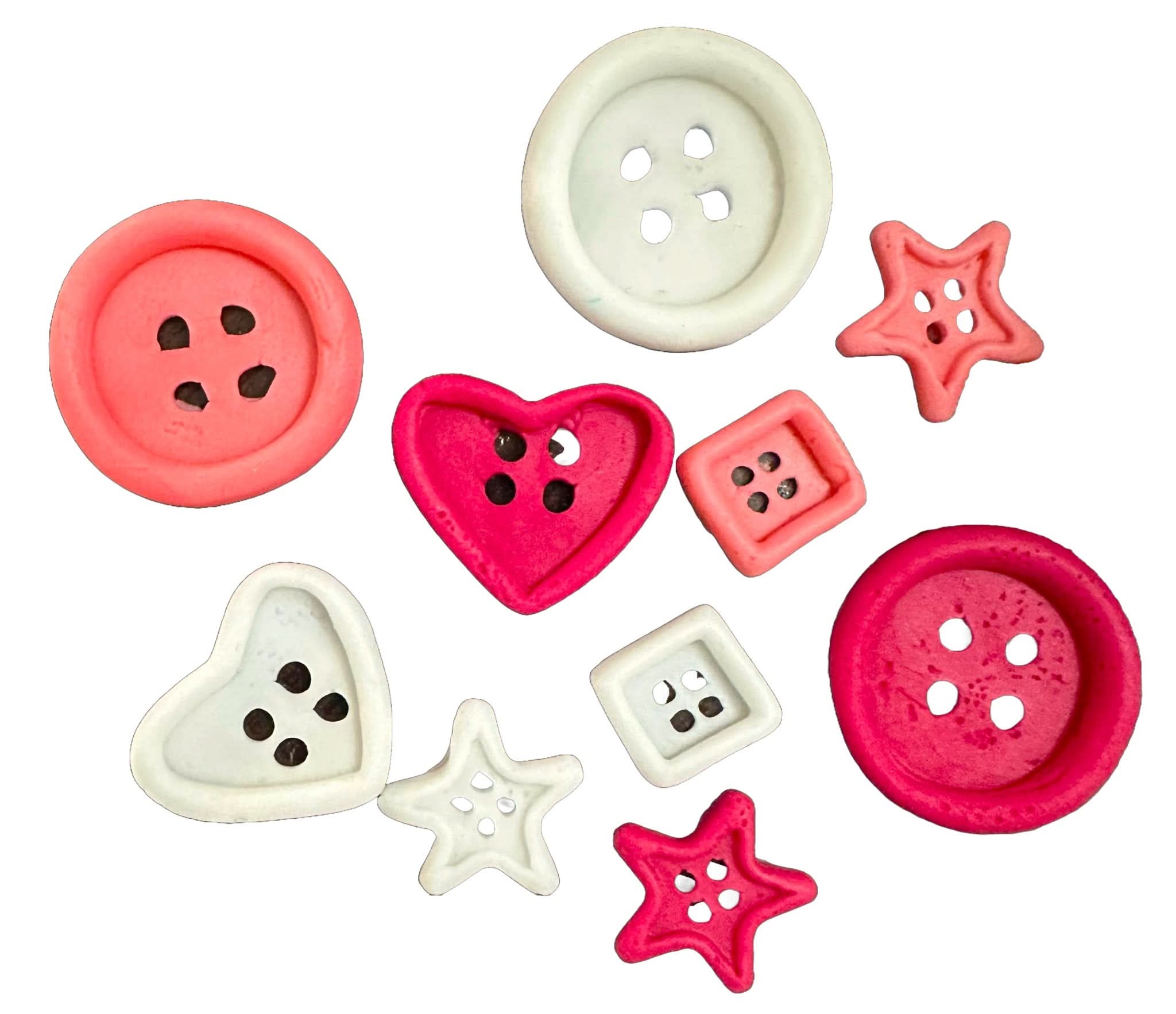 Set 10 decoratiuni comestibile din zahar, Nasturi Decoratiuni din Pasta de Zahar Nati Shop