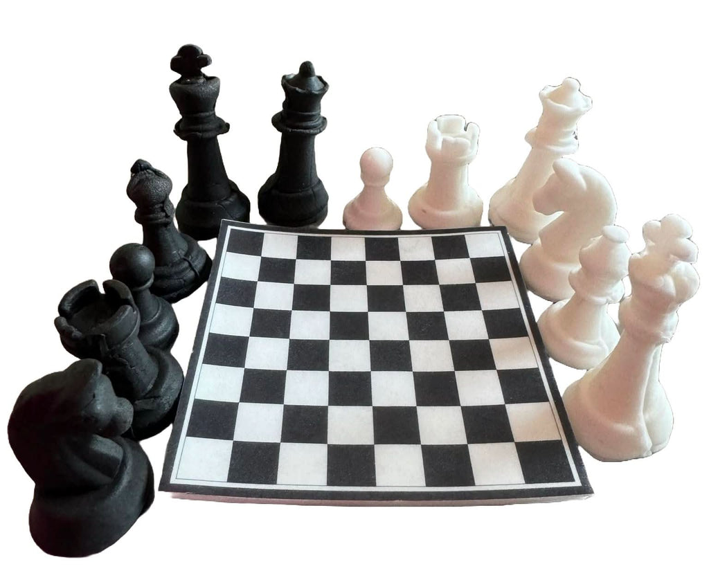 Set 13 decoratiuni comestibile din zahar, Sah Decoratiuni din Pasta de Zahar Nati Shop