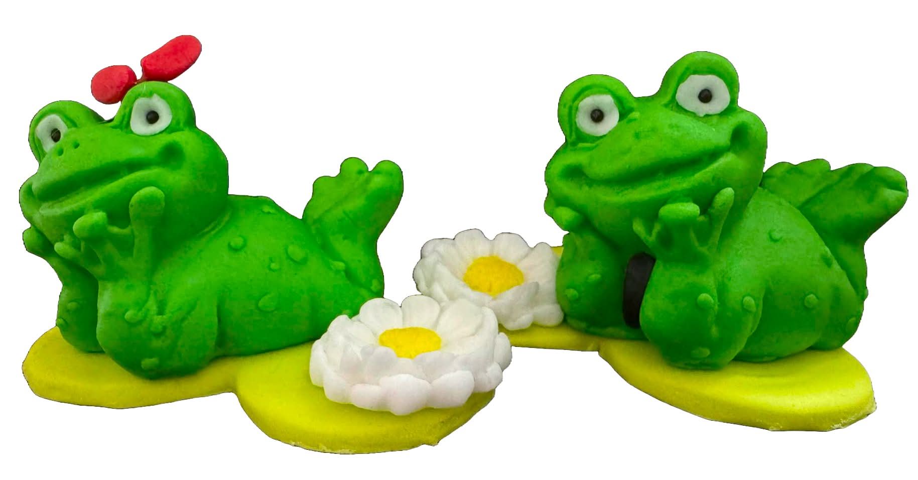 Set 2 decoratiuni comestibile din zahar, Broscute Decoratiuni din Pasta de Zahar Nati Shop