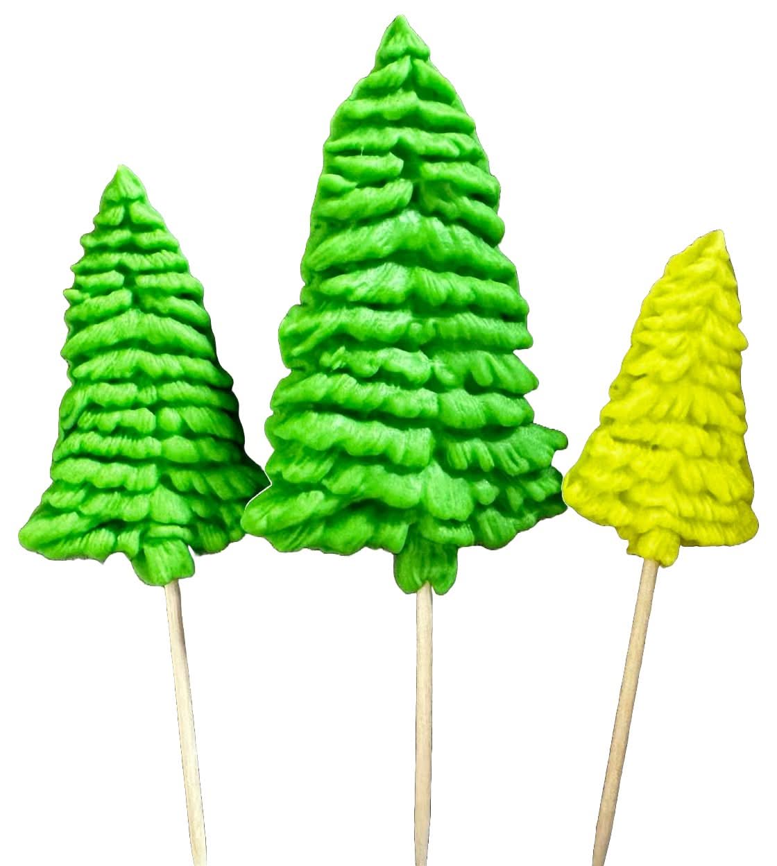 Set 3 decoratiuni comestibile din zahar, Brazi Decoratiuni din Pasta de Zahar Nati Shop