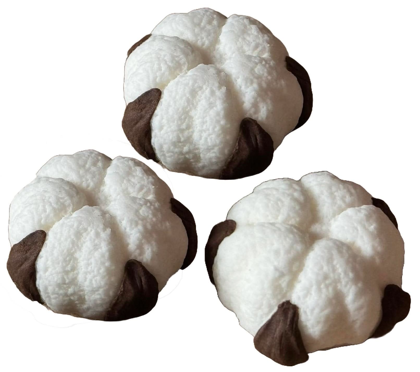 Set 3 decoratiuni comestibile din zahar, Flori de bumbac Decoratiuni din Pasta de Zahar Nati Shop