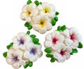 Set 3 decoratiuni comestibile din zahar, Flori Plumeria Decoratiuni din Pasta de Zahar Nati Shop