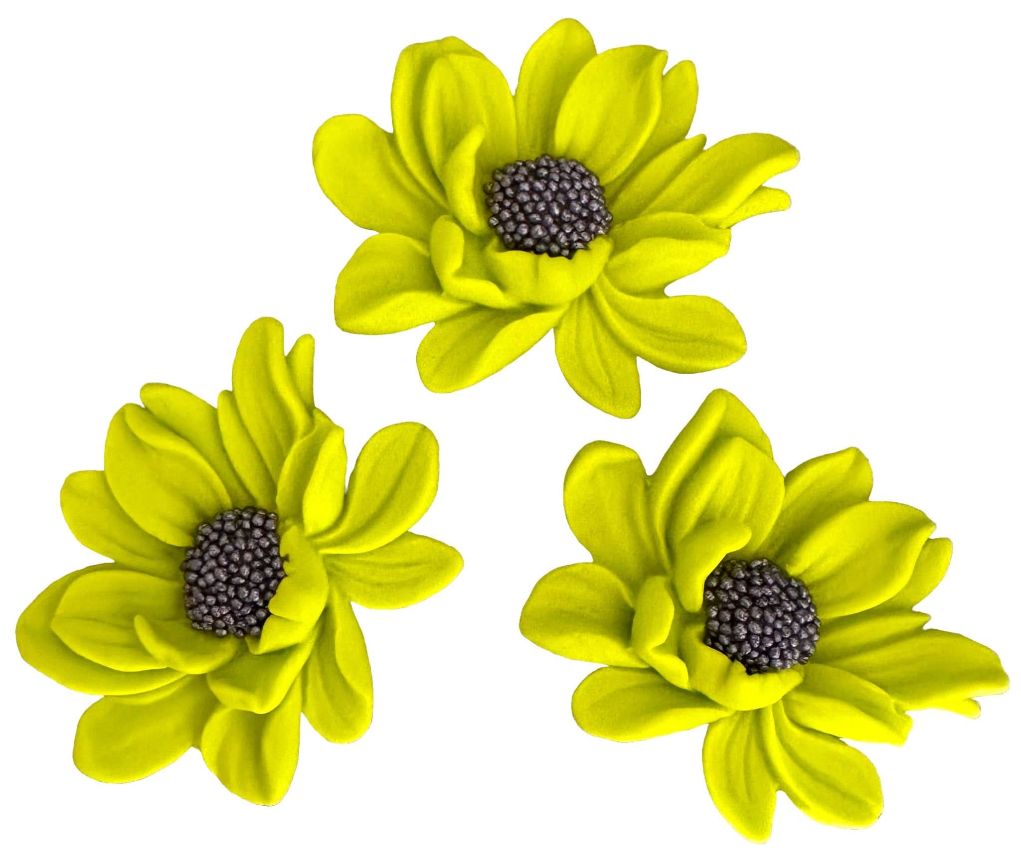 Set 3 decoratiuni comestibile din zahar, Flori verzi Decoratiuni din Pasta de Zahar Nati Shop