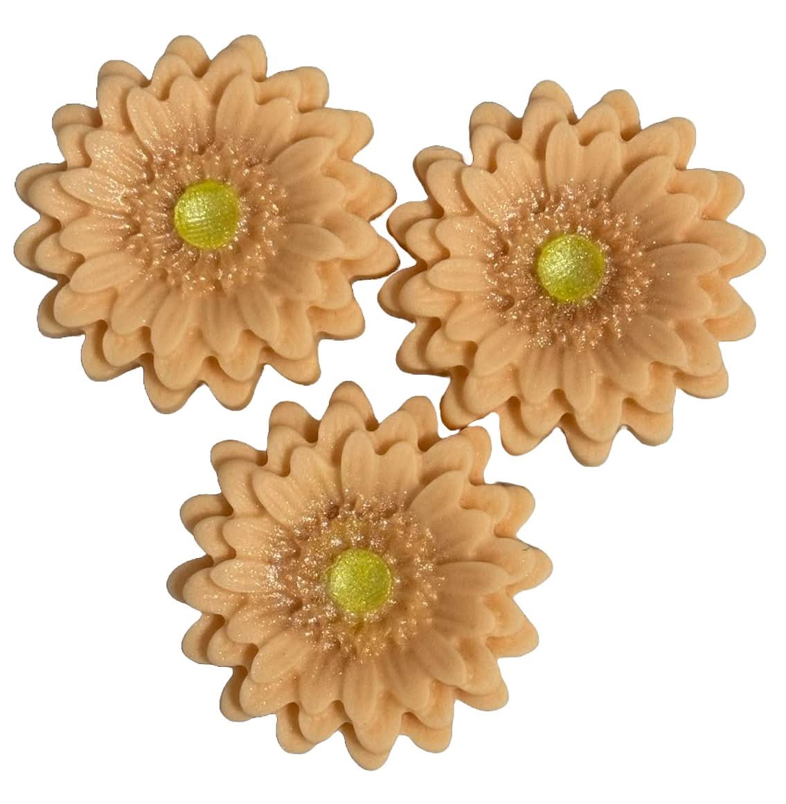 Set 3 decoratiuni comestibile din zahar, Gerbera somon Decoratiuni din Pasta de Zahar Nati Shop