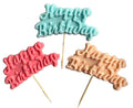 Set 3 decoratiuni comestibile din zahar, Happy Birthday Decoratiuni din Pasta de Zahar Nati Shop