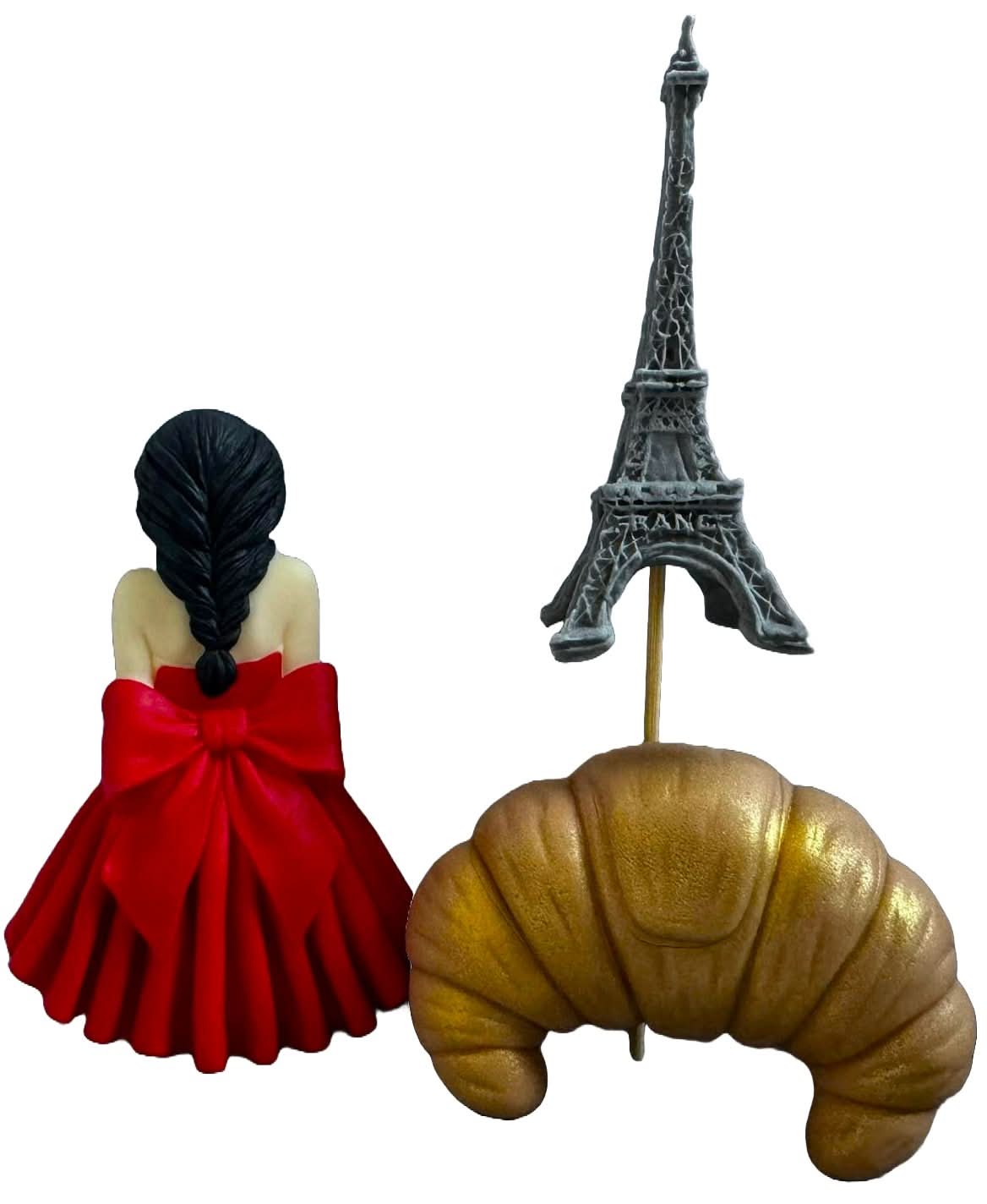 Set 3 decoratiuni comestibile din zahar, Lady in Paris Decoratiuni din Pasta de Zahar Nati Shop