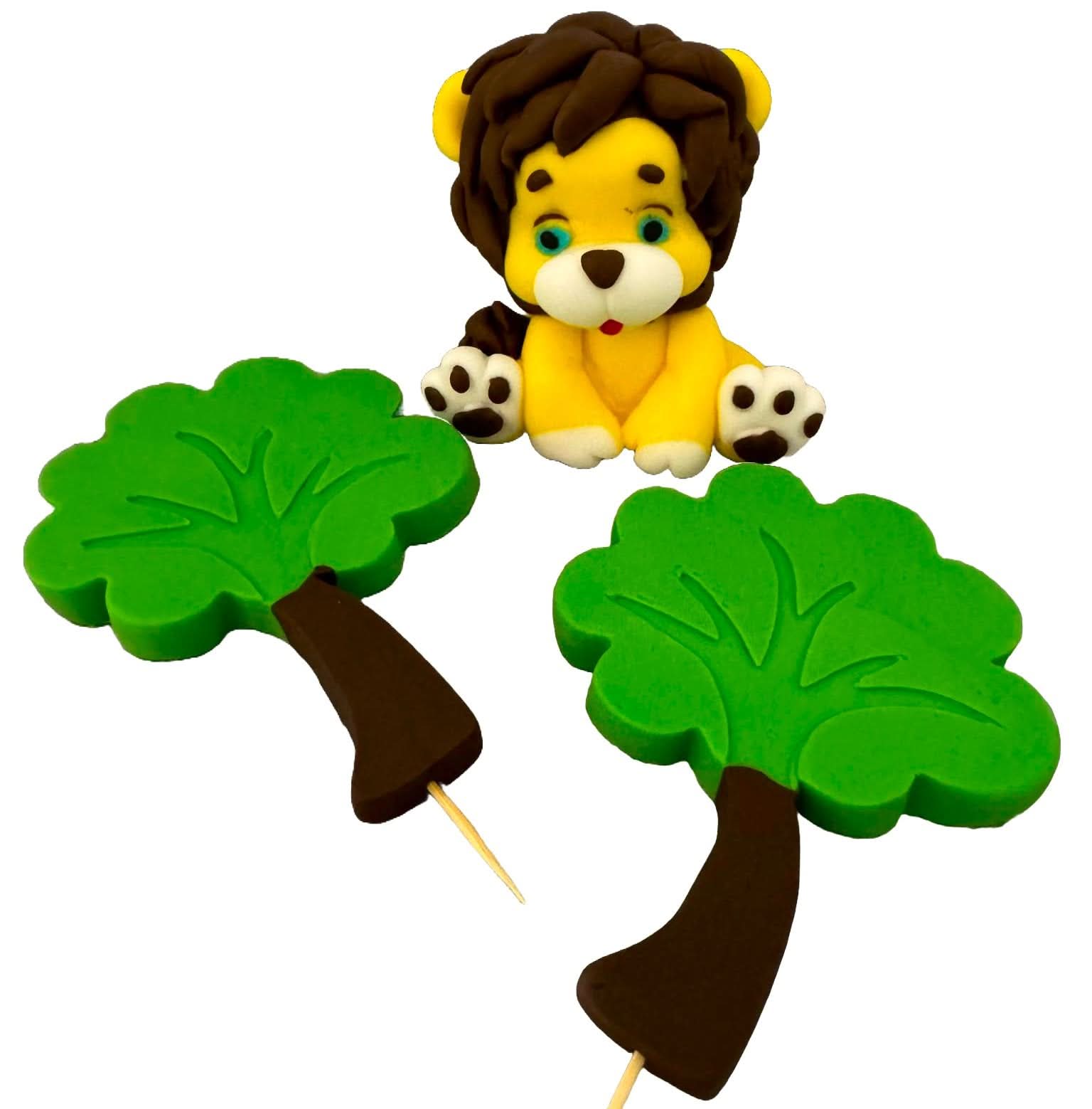 Set 3 decoratiuni comestibile din zahar, Leu Decoratiuni din Pasta de Zahar Nati Shop